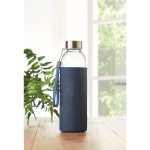 Glass bottle with neoprene protective cover, 500 ml blue colour ambient view