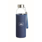 Glass bottle with neoprene protective cover, 500 ml blue colour main view