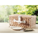 Picnic set for 2 people in a basket for summer merchandising wood colour ambient view