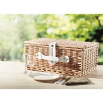 Picnic set for 2 people in a basket for summer merchandising wood colour main ambient view