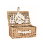 Picnic set for 2 people in a basket for summer merchandising view with print area