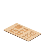 RFID bamboo card holder, for promotions wood colour view with print area