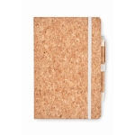 Cork notebook with lined pages and pen with cork barrel, A5 beige colour third view