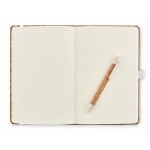 Cork notebook with lined pages and pen with cork barrel, A5 beige colour fourth view