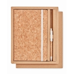 Cork notebook with lined pages and pen with cork barrel, A5 beige colour fifth view