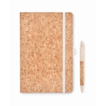 Cork notebook with lined pages and pen with cork barrel, A5 beige colour seventh view