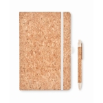 Cork notebook with lined pages and pen with cork barrel, A5 beige colour eighth view