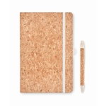 Cork notebook with lined pages and pen with cork barrel, A5 beige colour ninth view