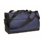 Duffle bag made of recycled plastic in black and blue blue colour