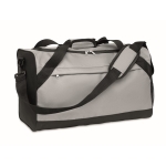 Duffle bag made of recycled plastic in black and blue grey colour