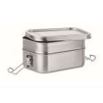 Stainless steel lunch box, 2 compartments, lock-clips, 1.2 L matt silver colour second view