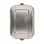 Stainless steel lunch box, 2 compartments, lock-clips, 1.2 L matt silver colour seventh view