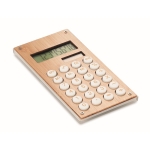 8-digit dual calculator in a sustainable bamboo design wood colour