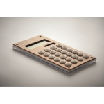 8-digit dual calculator in a sustainable bamboo design wood colour fourth photographic view