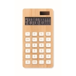 Sustainable solar calculator made of bamboo for corporate events wood colour