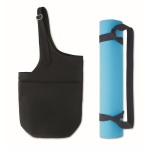 Set of yoga mat and gymnastics belt for exercise black colour