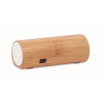 Speaker with cylindrical bamboo housing wood colour second view