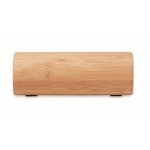 Speaker with cylindrical bamboo housing wood colour third view