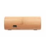 Speaker with cylindrical bamboo housing wood colour seventh view