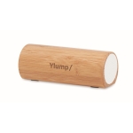 Speaker with cylindrical bamboo housing wood colour main view