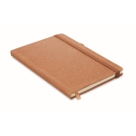 Lined notebook with soft-touch cover made of recycled PU, A5 brown colour