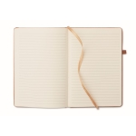 Lined notebook with soft-touch cover made of recycled PU, A5 brown colour fourth view