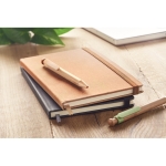 Lined notebook with soft-touch cover made of recycled PU, A5 brown colour ambient view