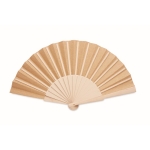 Wooden fan with cork covering as promotional giveaway beige colour second view