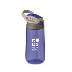 Children's drink bottle, BPA free, silicone mouthpiece, 450 ml blue colour view with print area