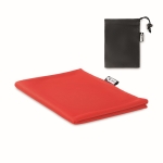 Sports towel made of RPET in a sleeve for gym red colour