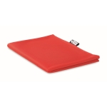 Sports towel made of RPET in a sleeve for gym red colour fourth view