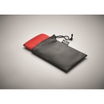 Sports towel made of RPET in a sleeve for gym red colour fourth photographic view