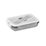 Airtight silicone lunch box with cutlery, 640ml grey colour