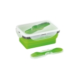 Airtight silicone lunch box with cutlery, 640ml light-green colour third view