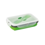 Airtight silicone lunch box with cutlery, 640ml light-green colour