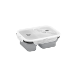 Airtight lunch box with 2 compartments, 480 and 760ml grey colour image with logo