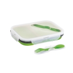 Airtight lunch box with 2 compartments, 480 and 760ml light-green colour fourth view