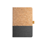 Sustainable lined A5 notebook with cork dark grey colour first view