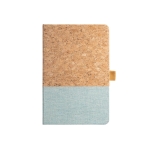 Sustainable lined A5 notebook with cork light blue colour first view