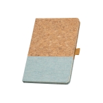 Sustainable lined A5 notebook with cork light blue colour