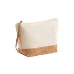 Cotton toiletry bag, cork details, 280 g/m2 natural colour