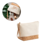 Cotton toiletry bag, cork details, 280 g/m2 various colours