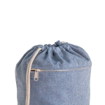 Recycled drawstring bag with pocket, 140 g/m2 blue colour third view