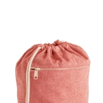 Recycled drawstring bag with pocket, 140 g/m2 red colour third view