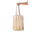 Net bag in natural tone with handles, 180 g/m2, Market Cotton natural colour third view