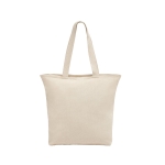 Cotton tote bag with zip, 280 g/m2, Zipper natural colour first view