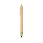 Bamboo ballpoint pen with touch pen and blue ink light-green colour