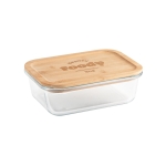 Glass food storage box with bamboo lid, 1 L transparent colour image with logo