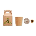 Flower pot with pine seeds as a sustainable promotional gift beige colour third view