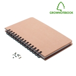 Sustainable lined notebook with pine seeds, A5 beige colour